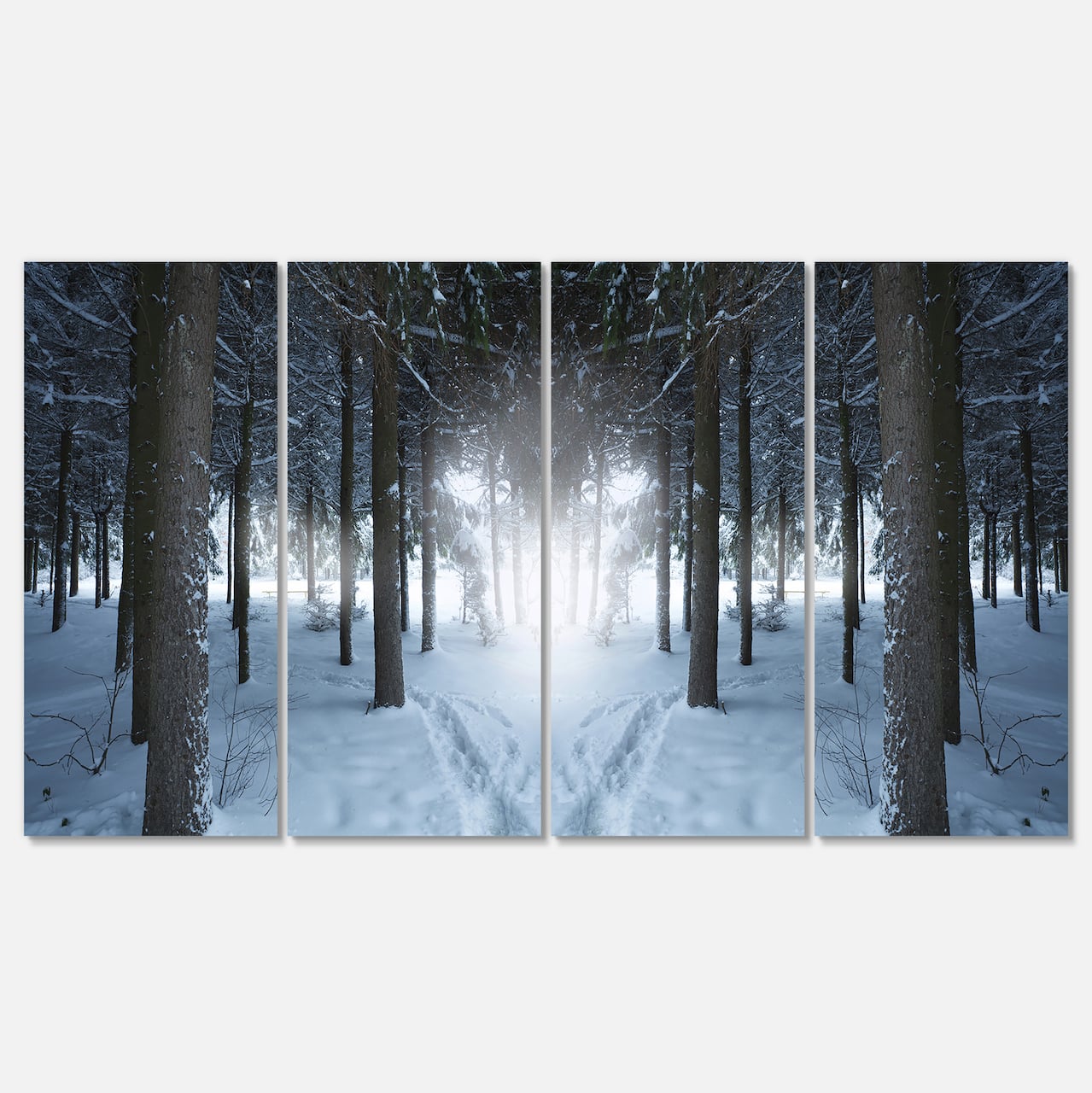 Designart - Winter Forest with Dark Woods - Landscape Canvas Art Print